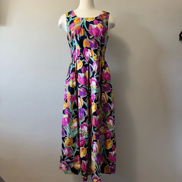 Vintage Suttles and Seawinds Floral Maxi Dress Size Small - Picture 1 of 7